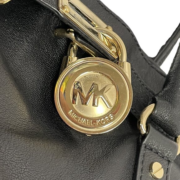MICHAEL KORS Handbag Soft Black Leather Gold Locket Chain 2-Way *EUC* FABULOUS!! - Picture 8 of 15